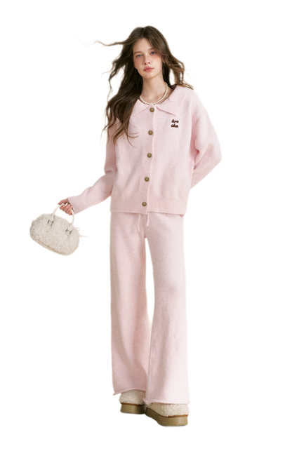 Wool Blend Collared Knit Set