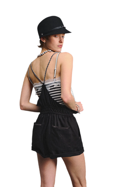 Chain Strap Suspender Shorts