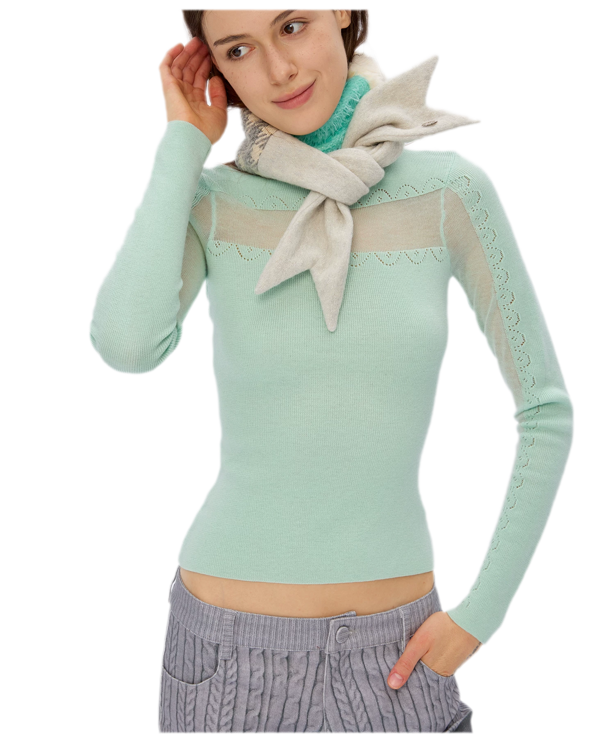 Wool Color-Block Rectangular Scarf