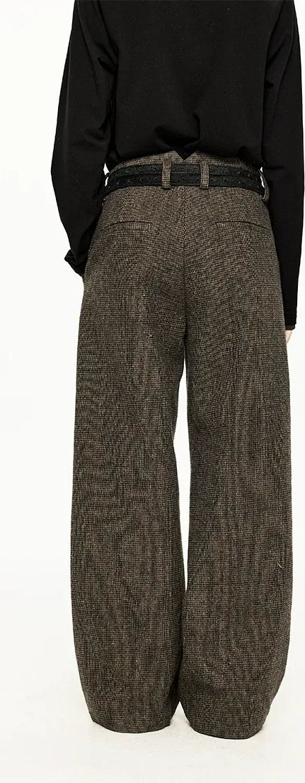 500G Houndstooth Pleated Wide-Leg Pants