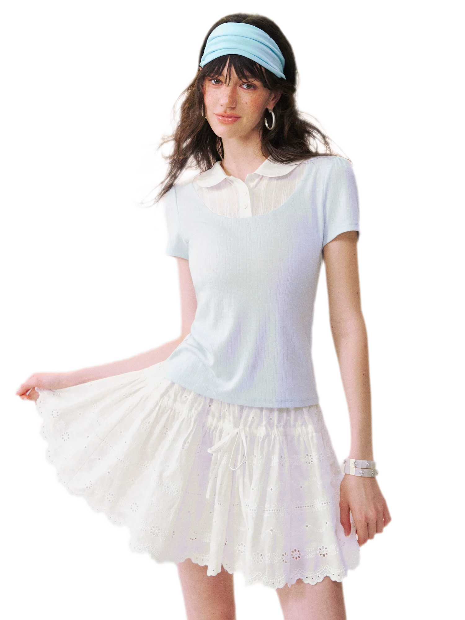 Faux Layered Collar T-Shirt