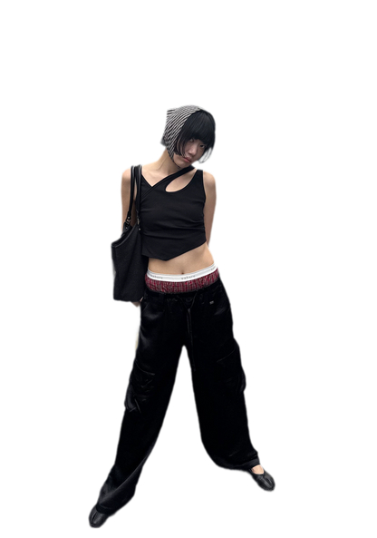 Deconstructed Asymmetric Cutout Tank Top