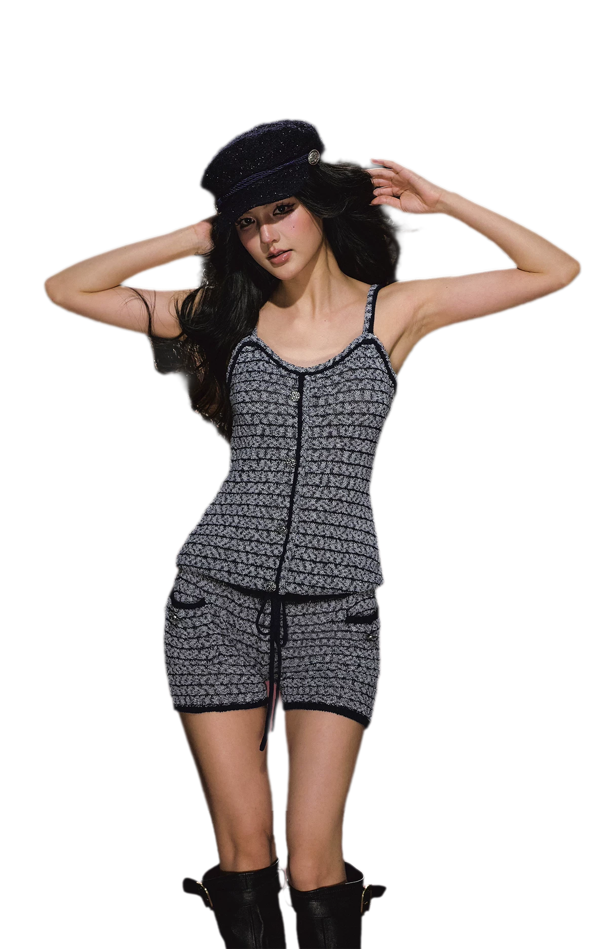 Gestreiftes Woll-Jumpsuit-Set