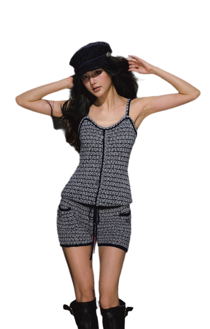 Gestreiftes Woll-Jumpsuit-Set