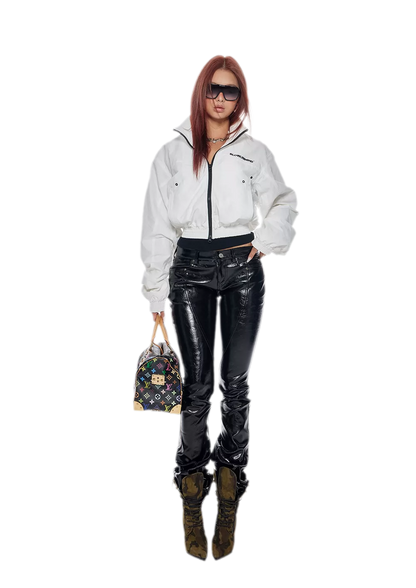 Black PU Flared Pants