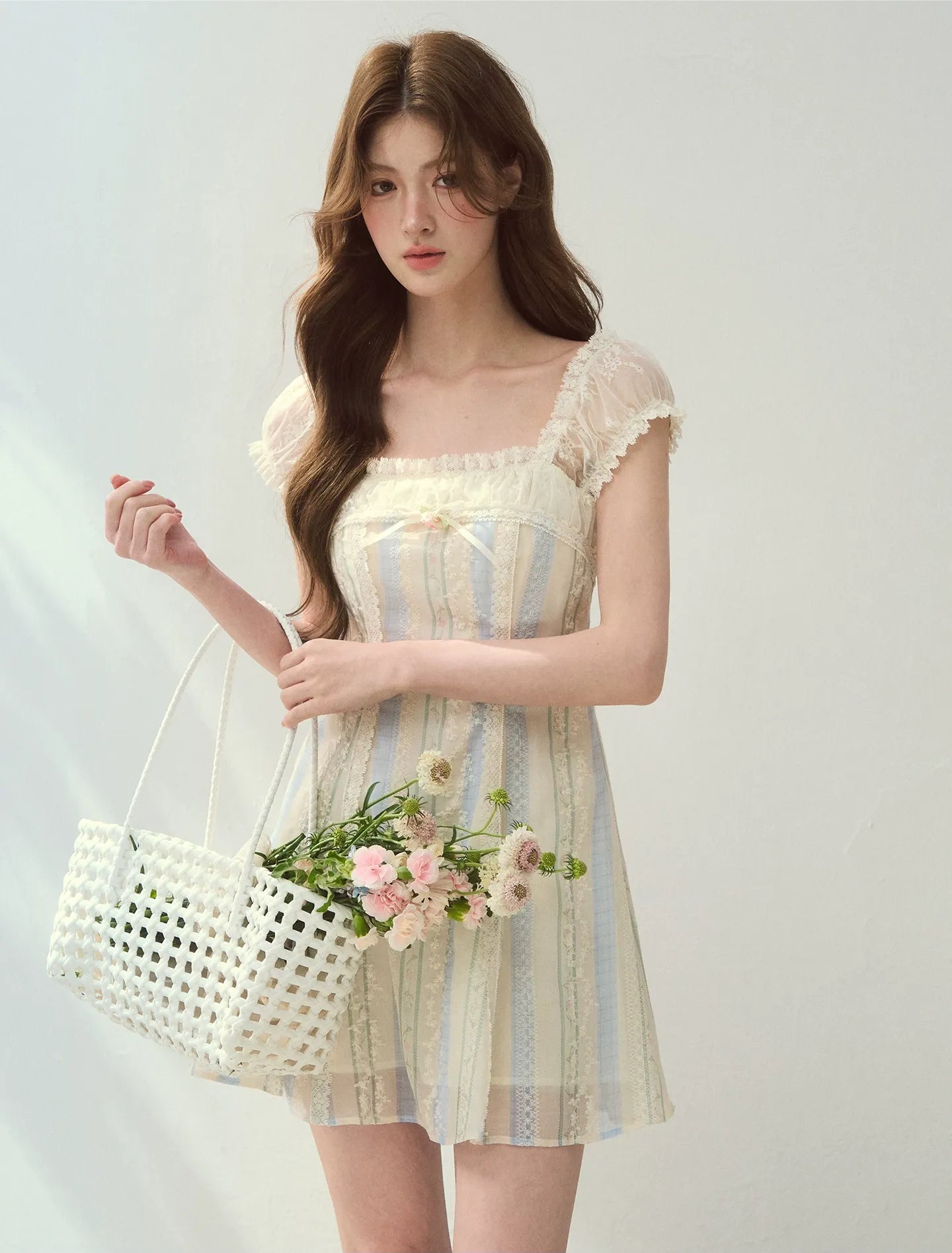 Floral Stripe A-Line Dress