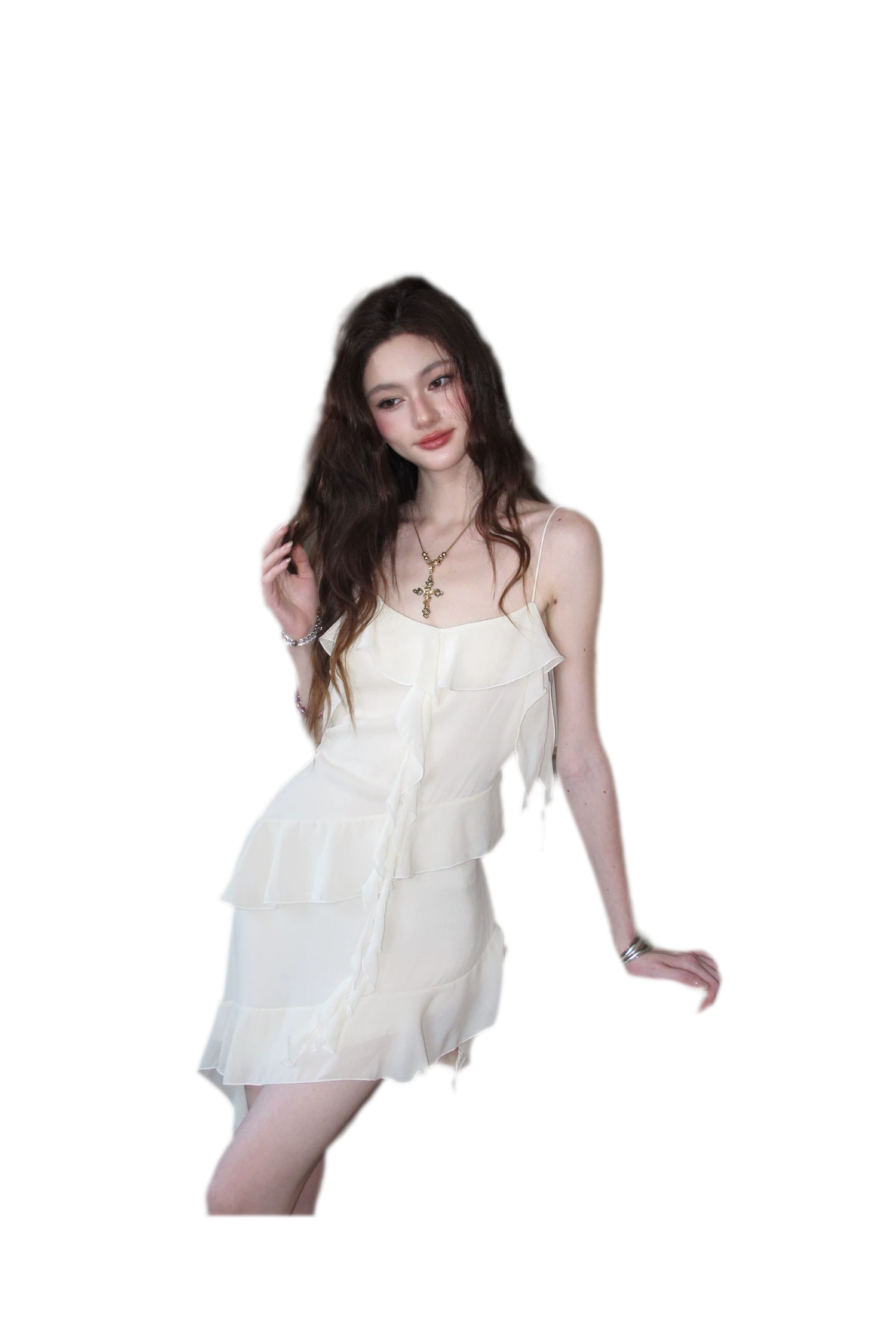 Ruffled Asymmetric Cami Dress