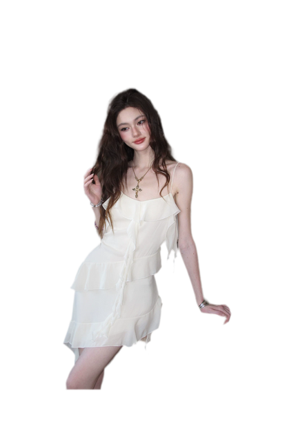 Ruffled Asymmetric Cami Dress