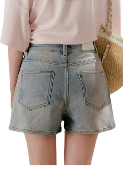 Shiny Denim A-line Skirt