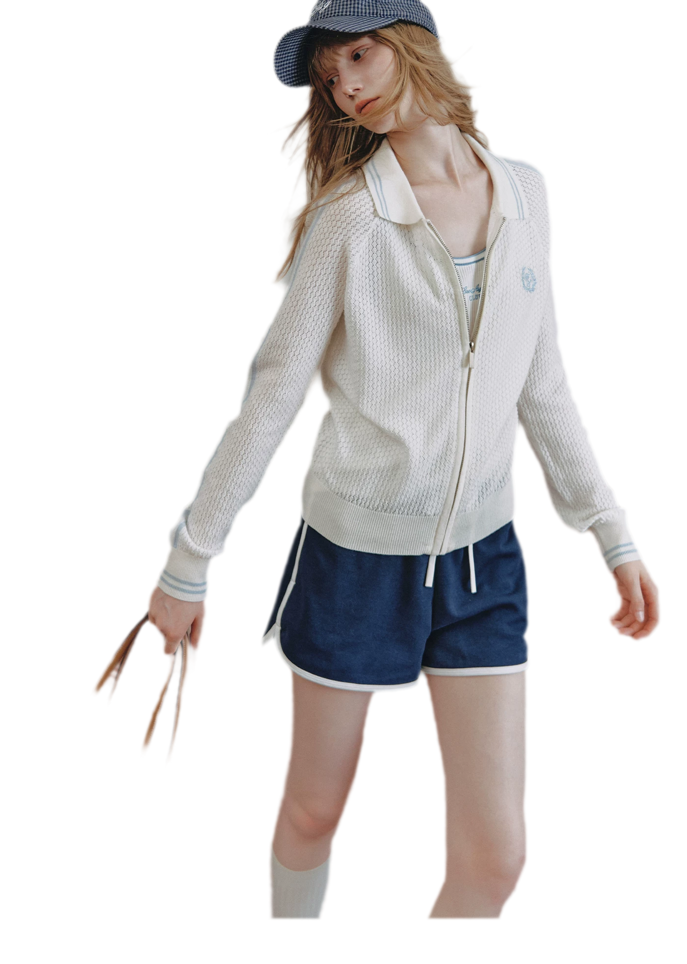 Openwork Knit Collared Jacket