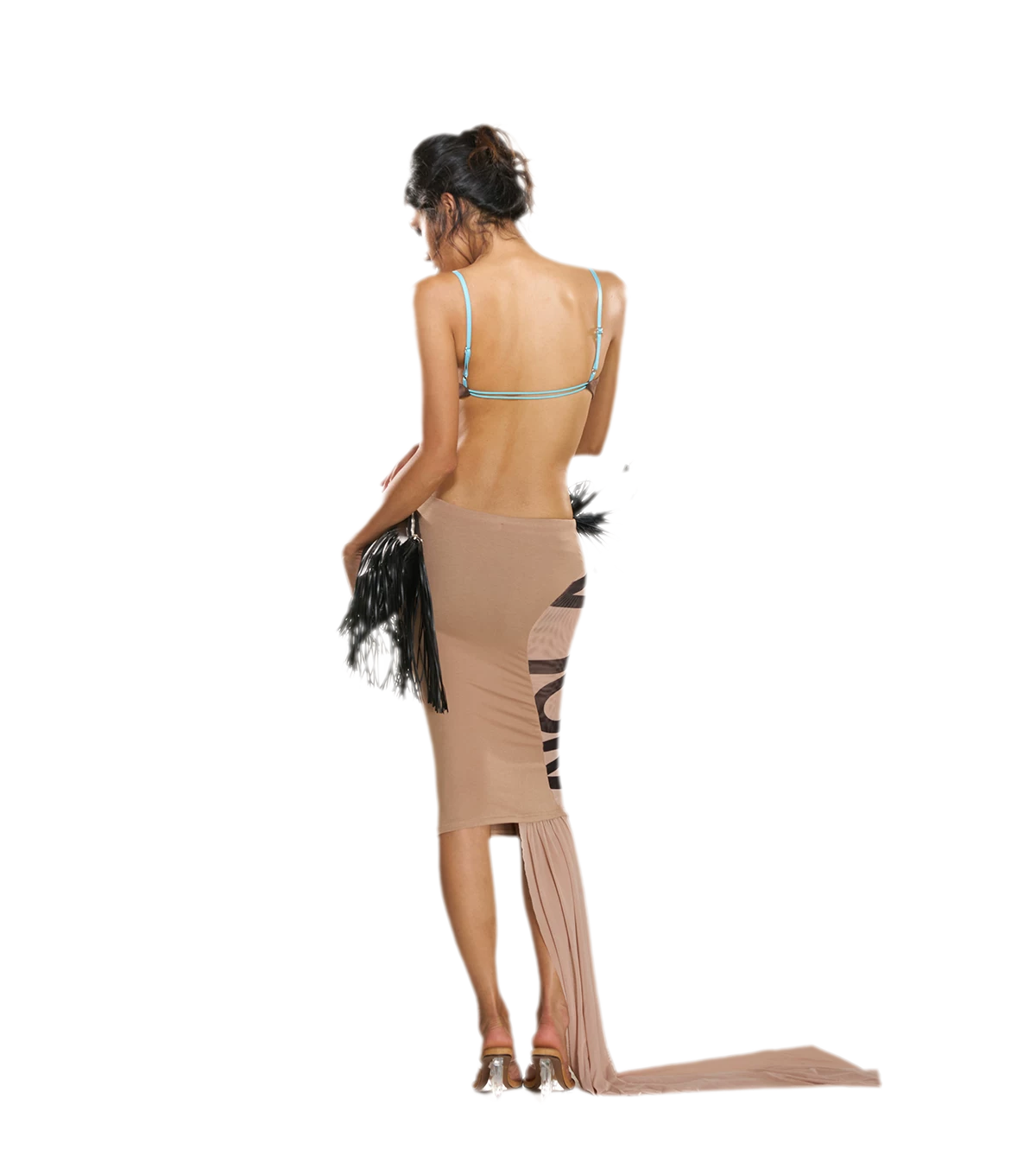 Ruched Strapless Slit Maxi Dress