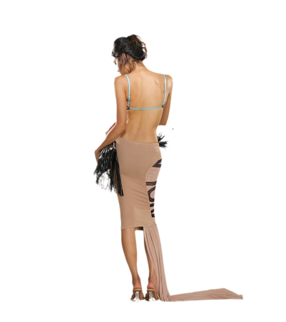 Ruched Strapless Slit Maxi Dress