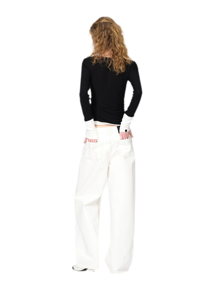 Woll-T-Shirt mit verdrehtem Color-Blocking