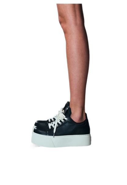 Sculptural Leather Thick-Soled Sneakers