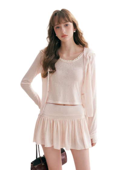 Lyocell Hooded Skirt Set