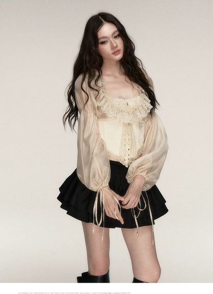 Lace Jacquard Corset Top