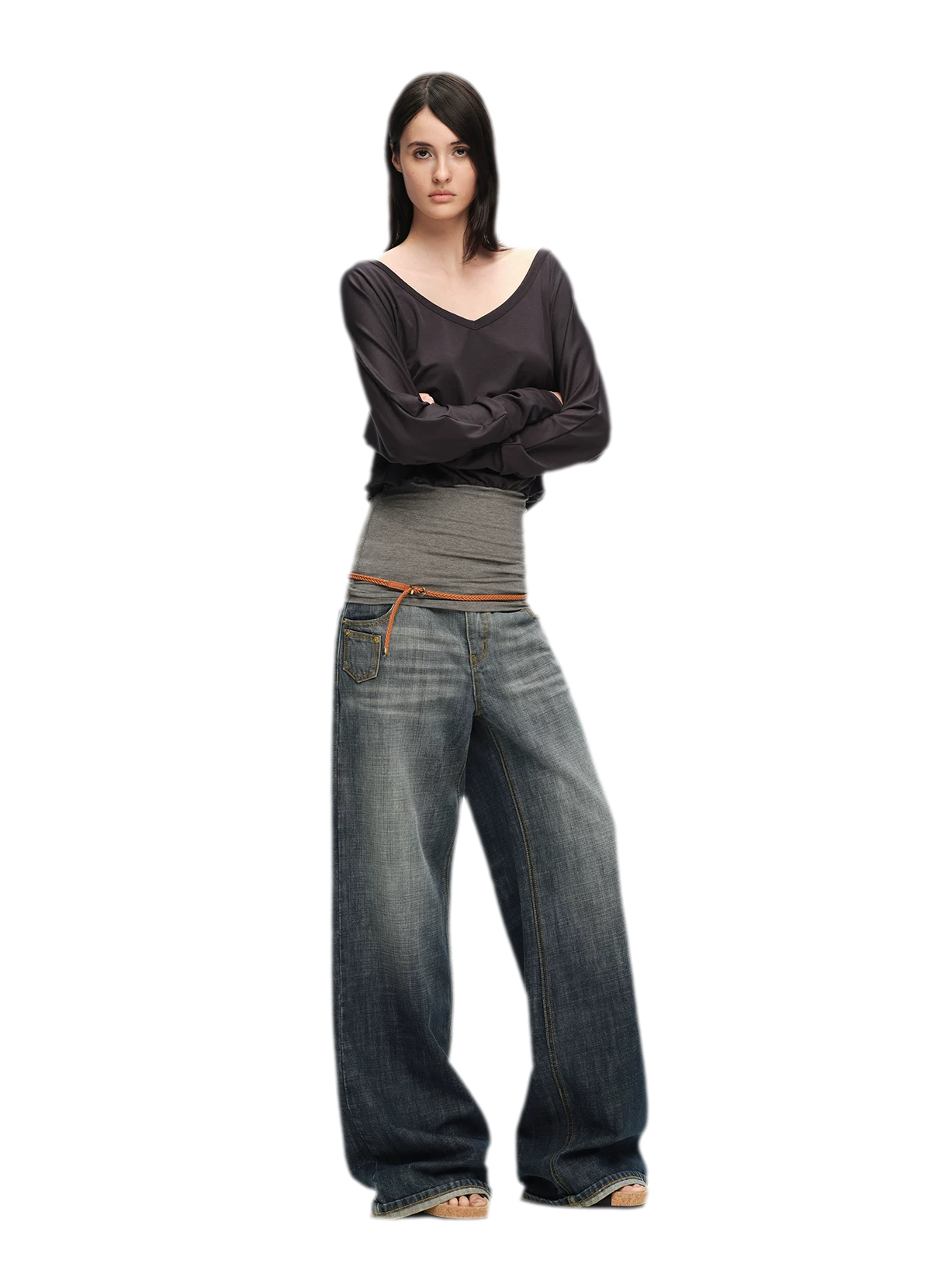 Washed Cotton Straight-Leg Jeans
