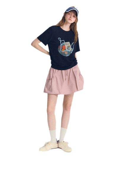 Drawstring A-Line Skirt