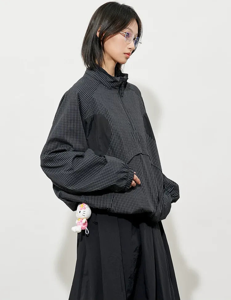 Checked Zip Pullover Jacket
