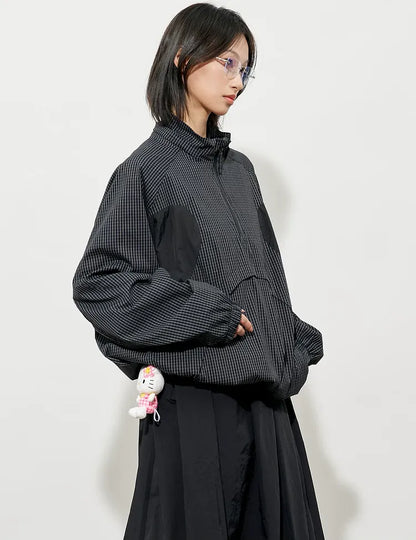 Checked Zip Pullover Jacket