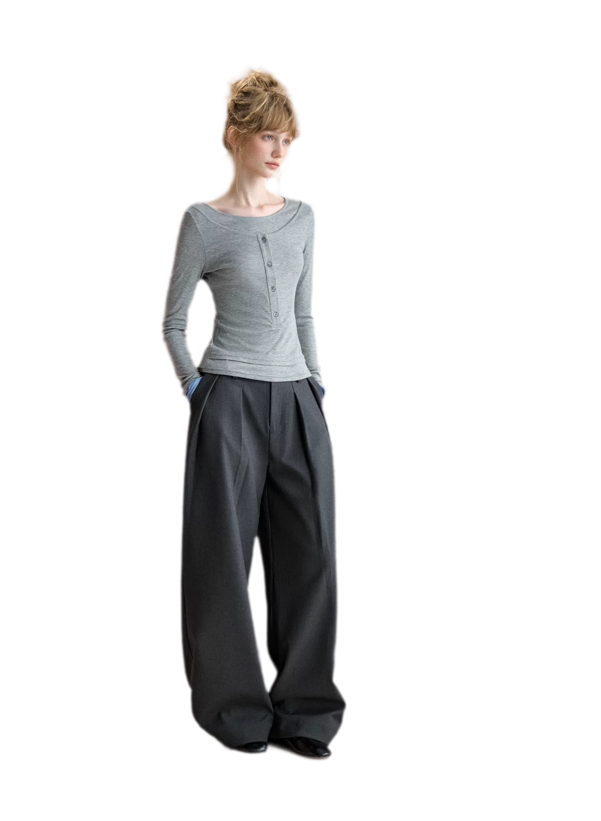 Contrast Cuff Layered Long-Sleeve T-Shirt