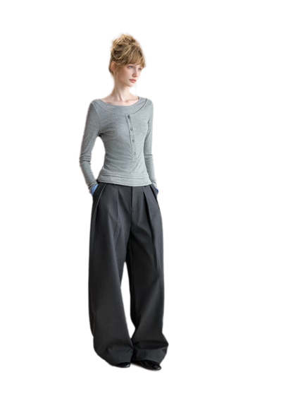 Contrast Cuff Layered Long-Sleeve T-Shirt
