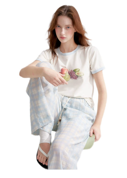 Rhinestone Fruit Print Tee