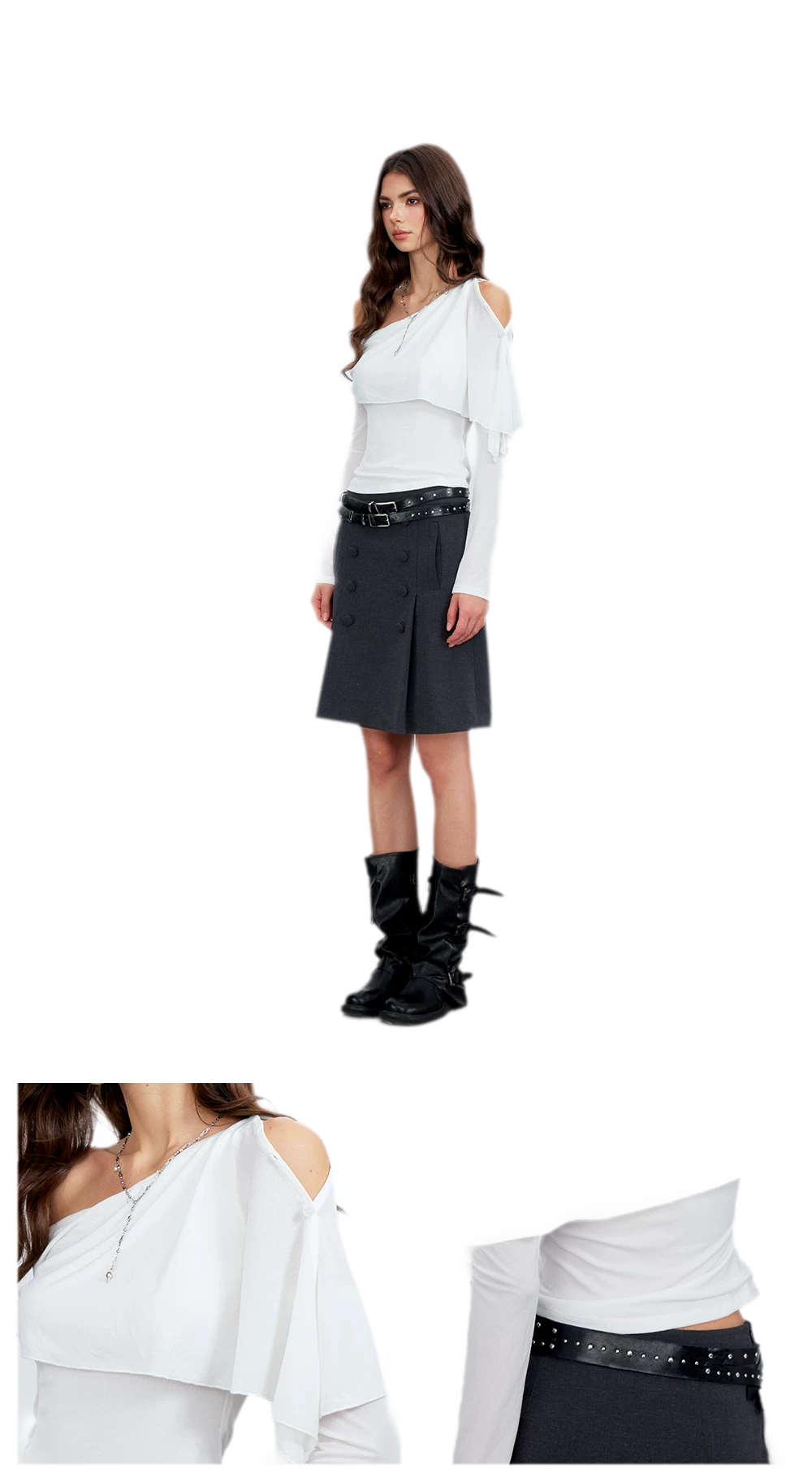 Asymmetrical Button Shoulder Top