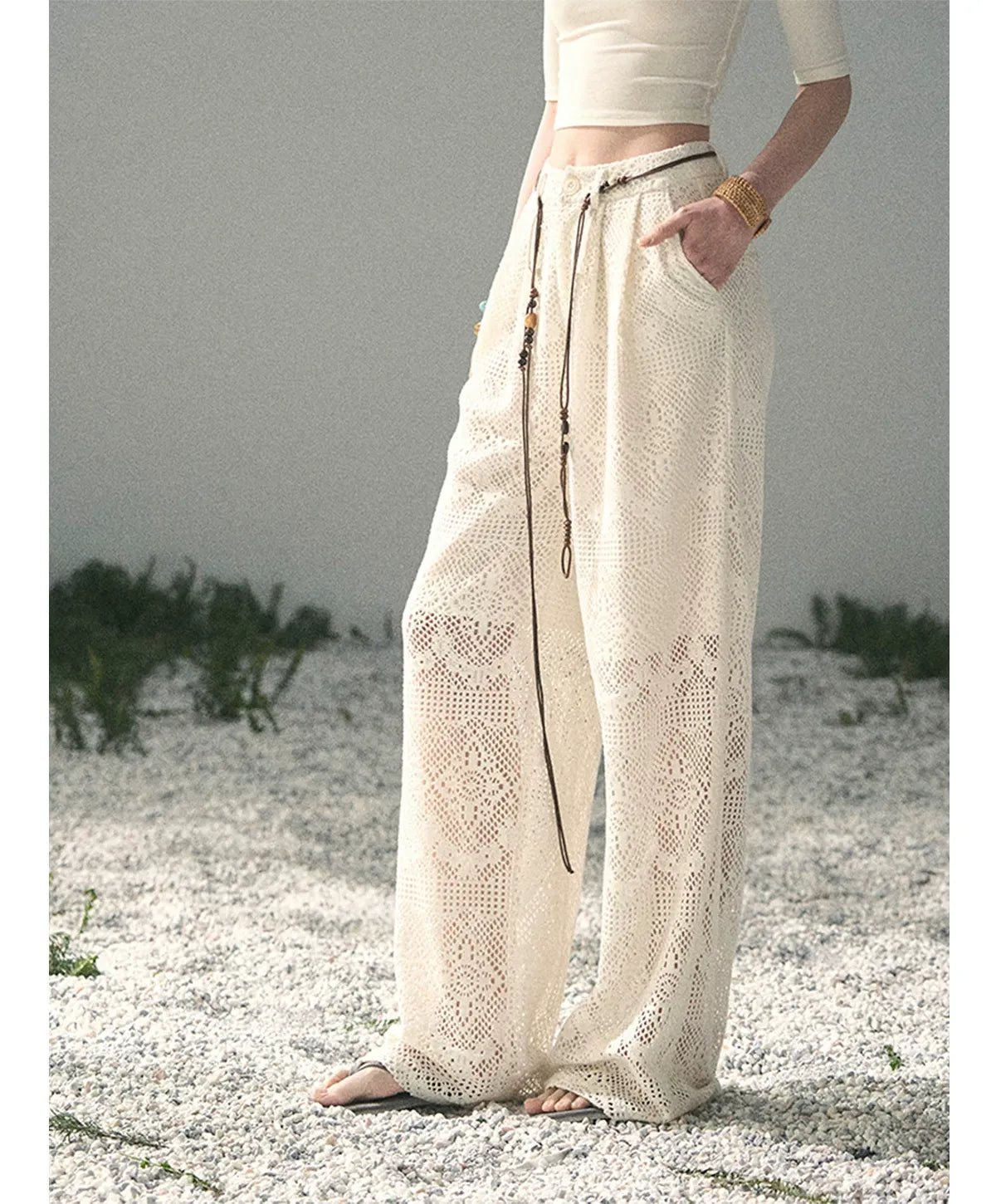 Hollow Wide-Leg Pants