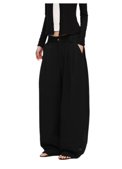 Double Pleat Wide-Leg Suit Pants