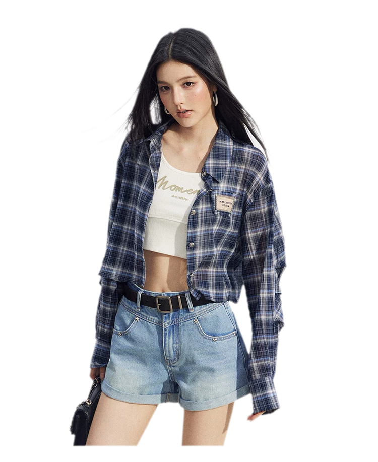 Cropped Plaid Sun Shirt