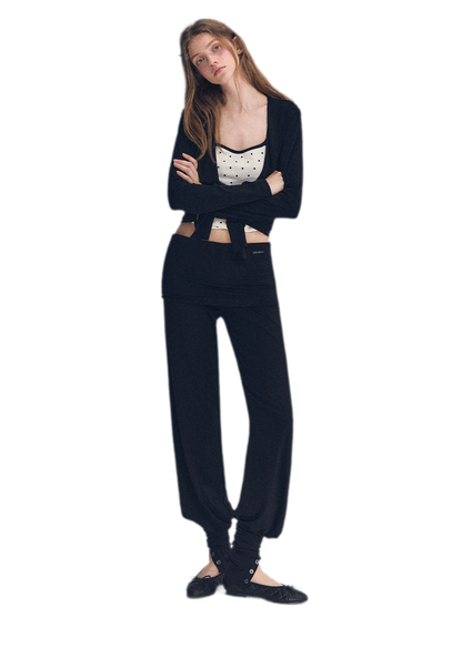 Ruffled Drape Knit Set