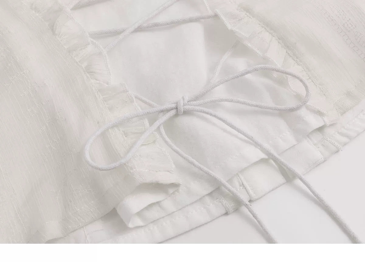 Lace Ruffle Waist Blouse