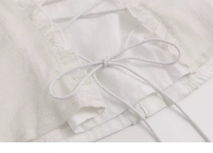 Lace Ruffle Waist Blouse