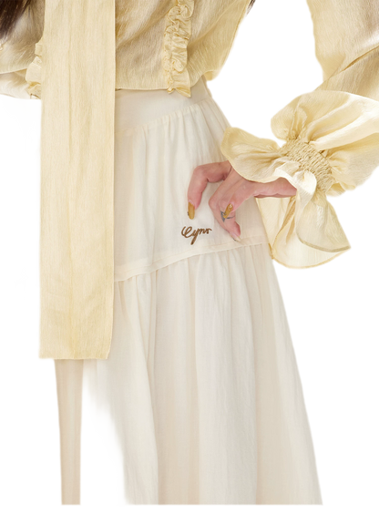Cotton Tiered A-Line Skirt