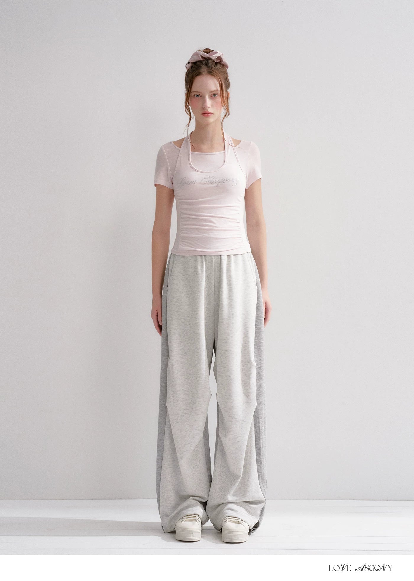 Lyocell Colorblock Drawstring Waist Pants