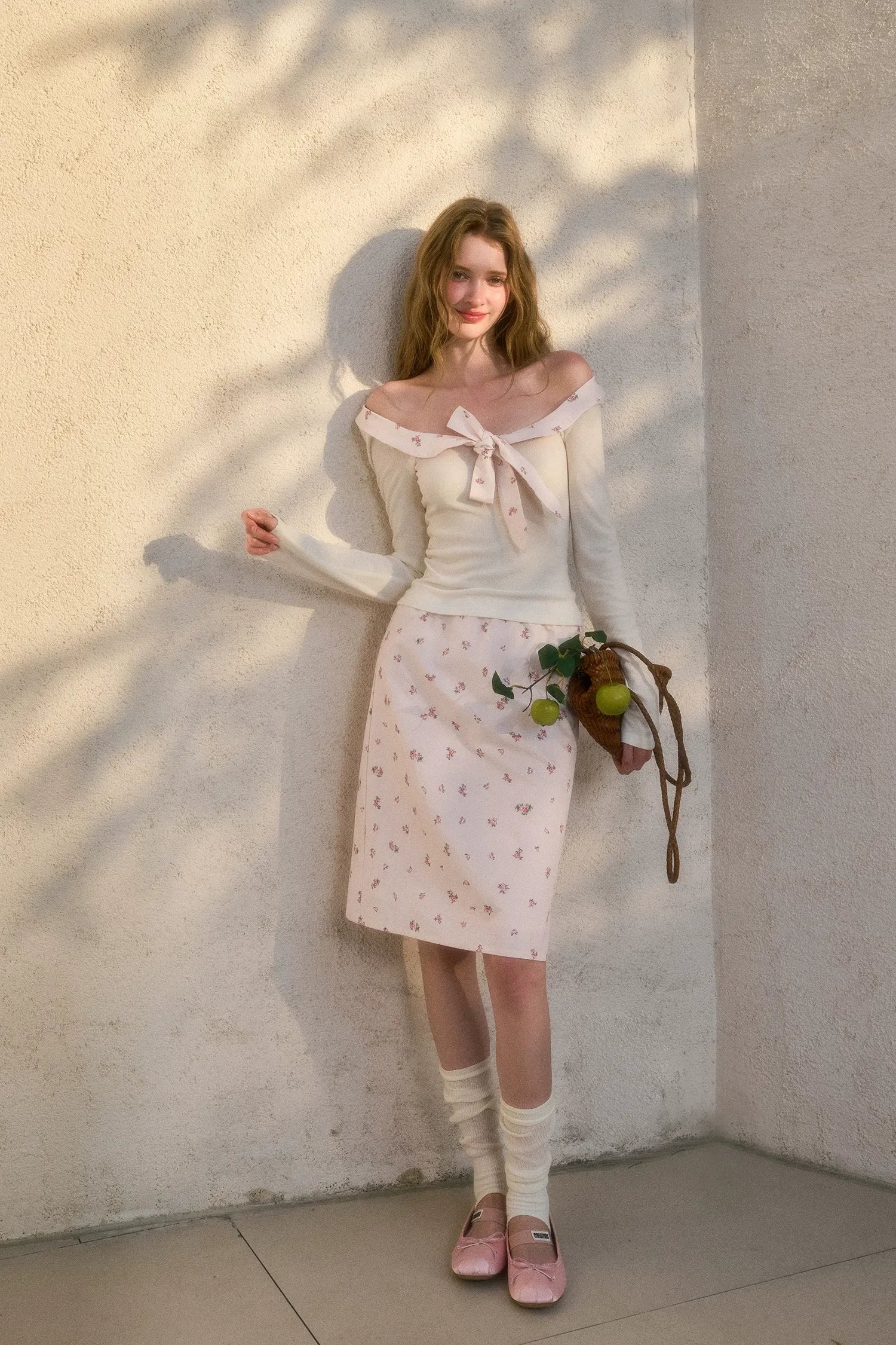 Rabbit-Ear Bow Off-Shoulder Knit