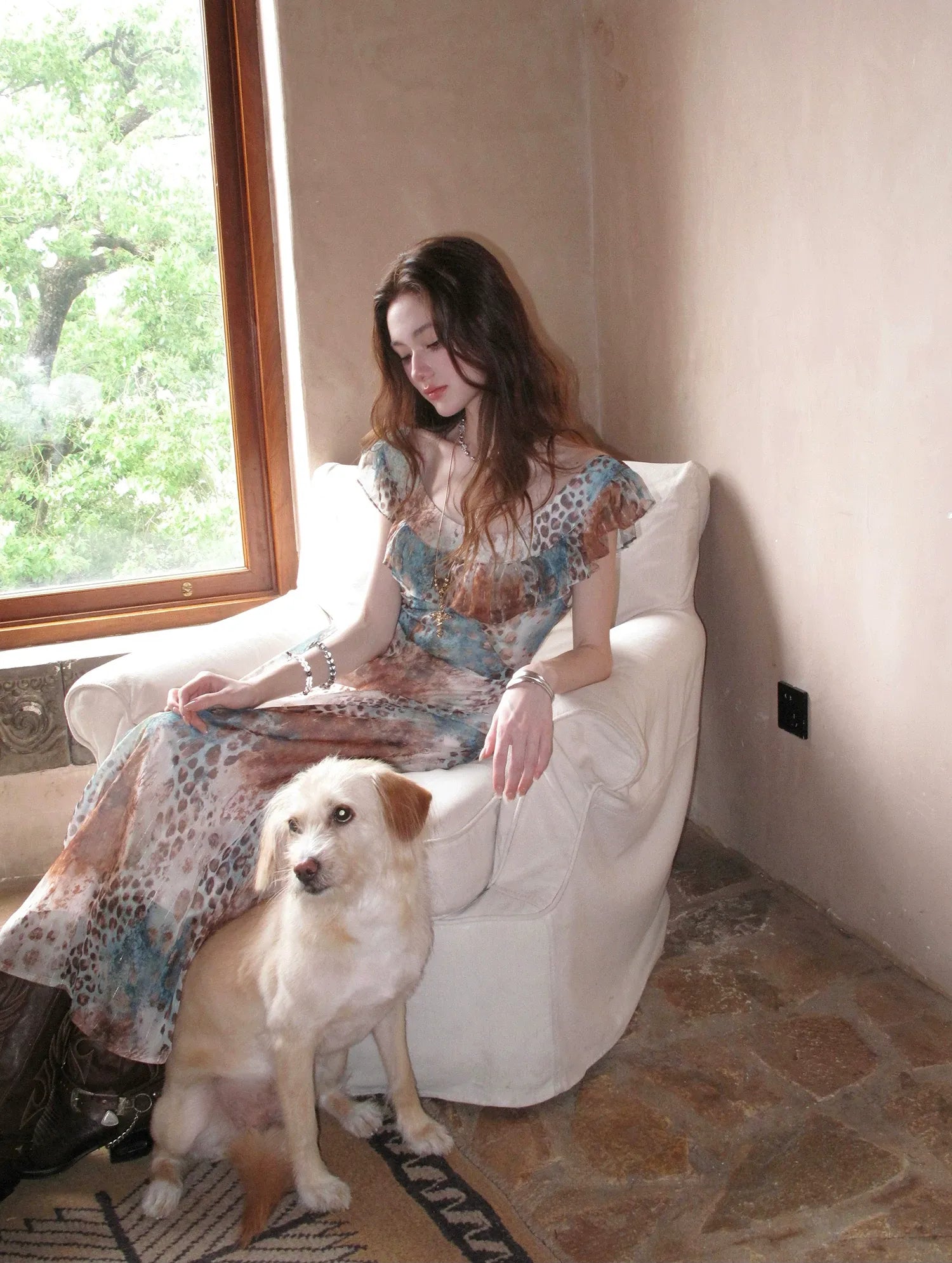 Sea Salt Leopard Chiffon Dress