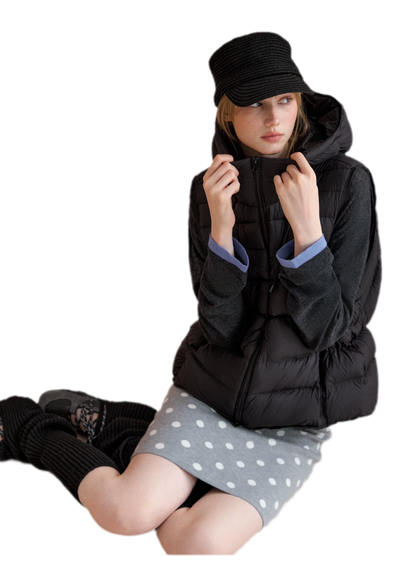 Cropped Hooded Duck-Down Vest