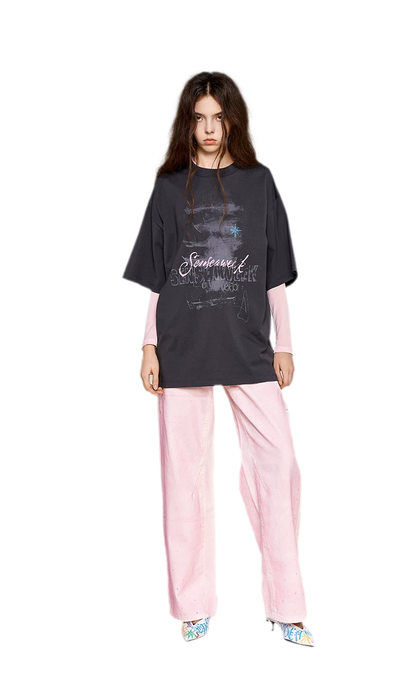 Cotton Rhinestone Graphic T-Shirt
