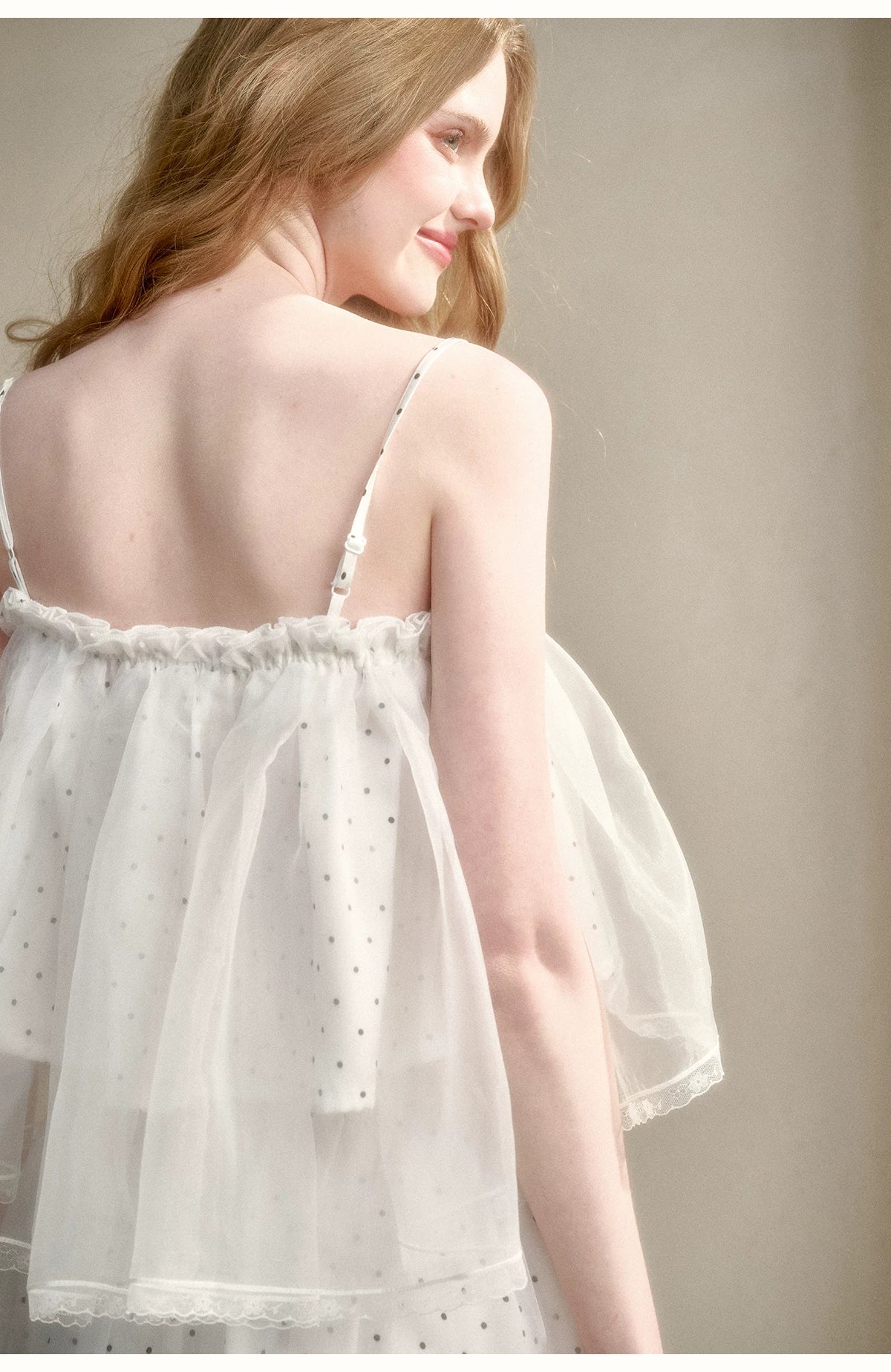 Babydoll Pearl Organza Polka Dot Set