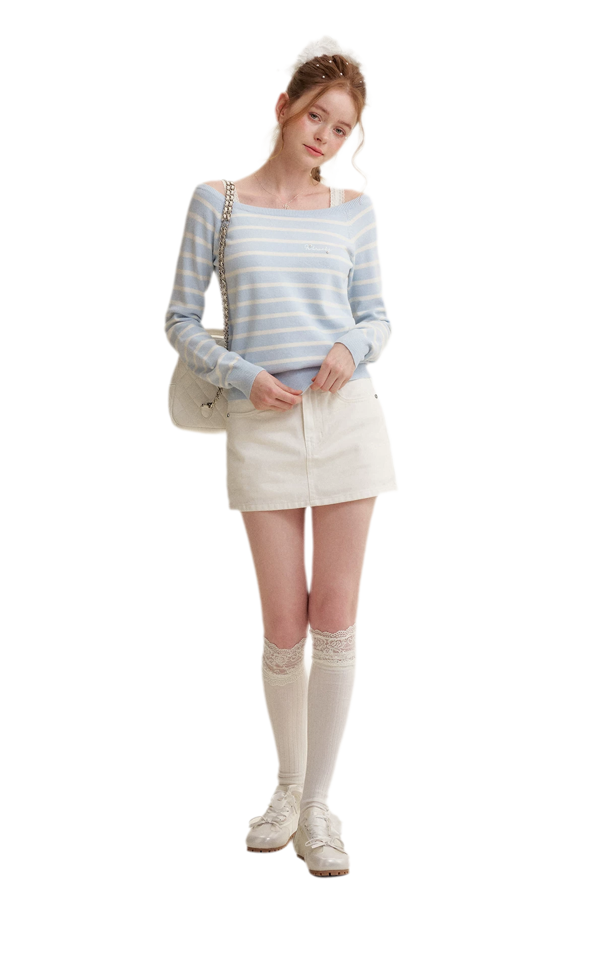 Bow A-Line Denim Skirt