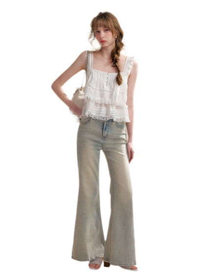 Five-Petal Sequin Flare Jeans