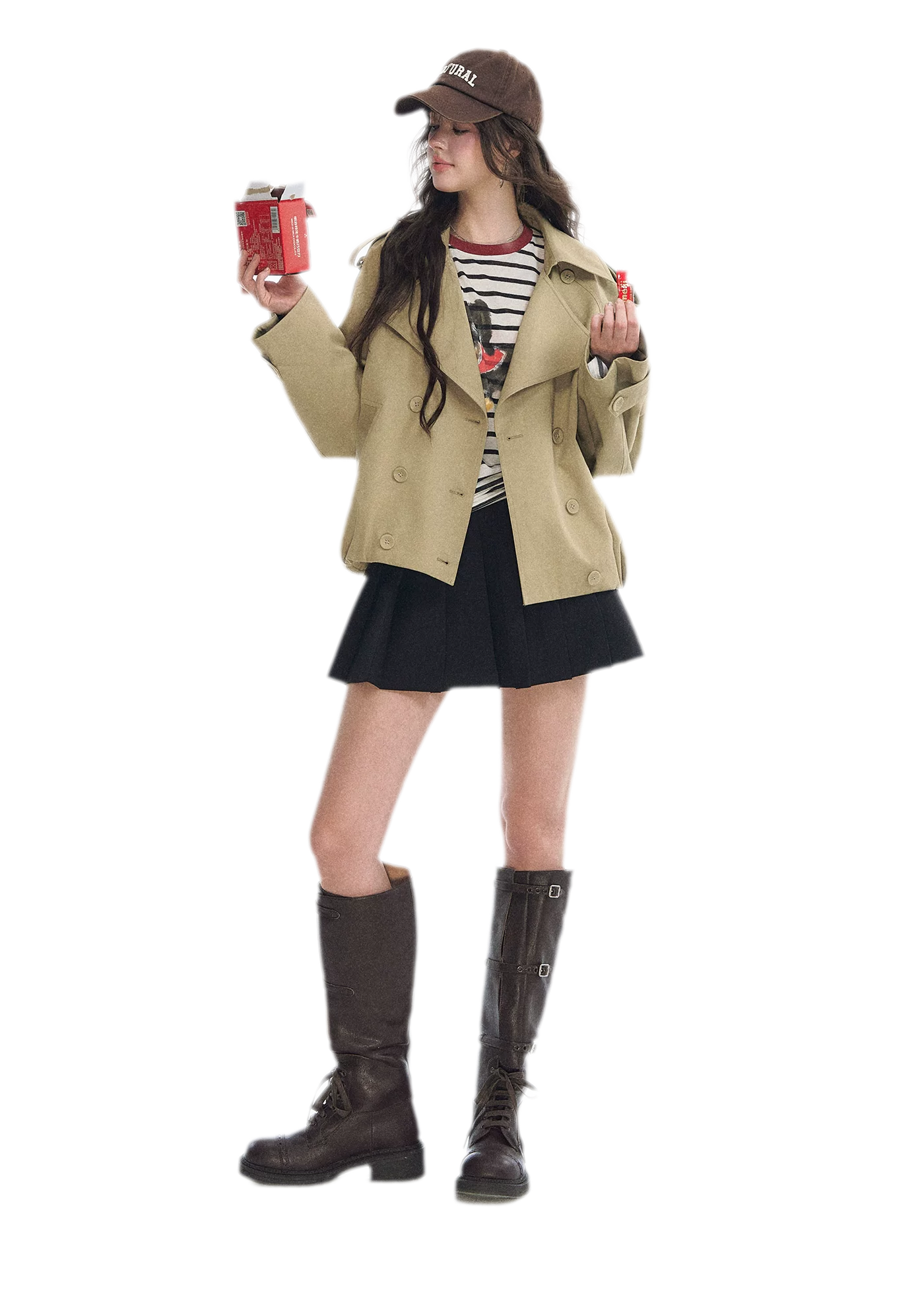 Cotton Cropped Double-Breasted Trench