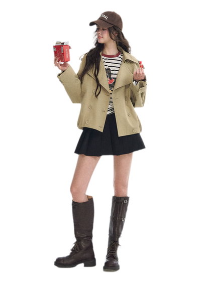 Cotton Cropped Double-Breasted Trench