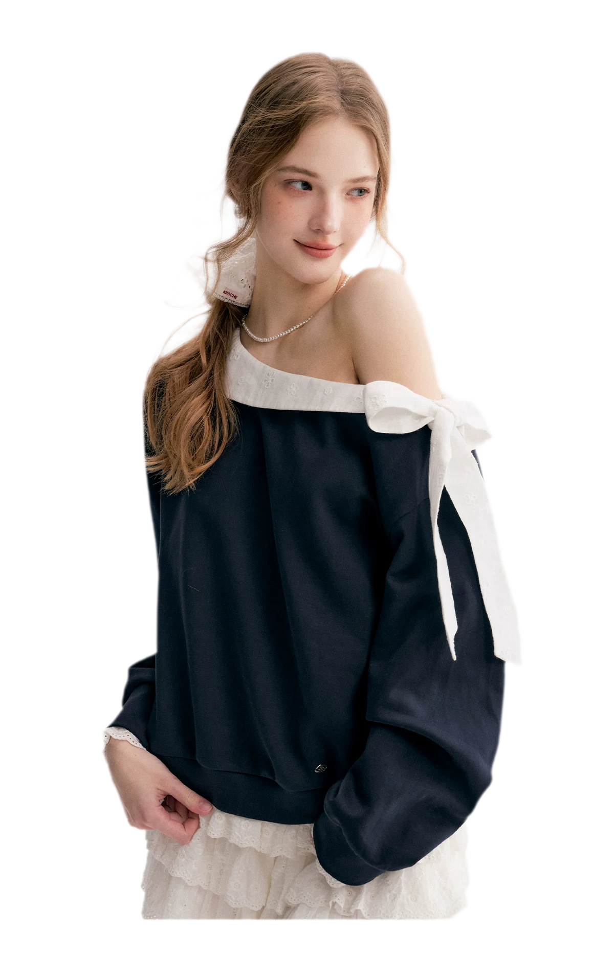 Balletcore Lace Collar Sweatshirt