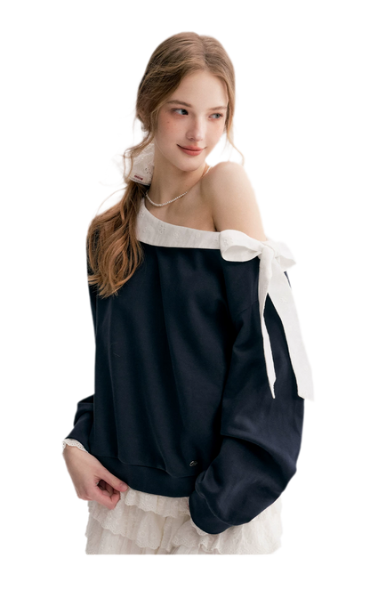 Balletcore Lace Collar Sweatshirt