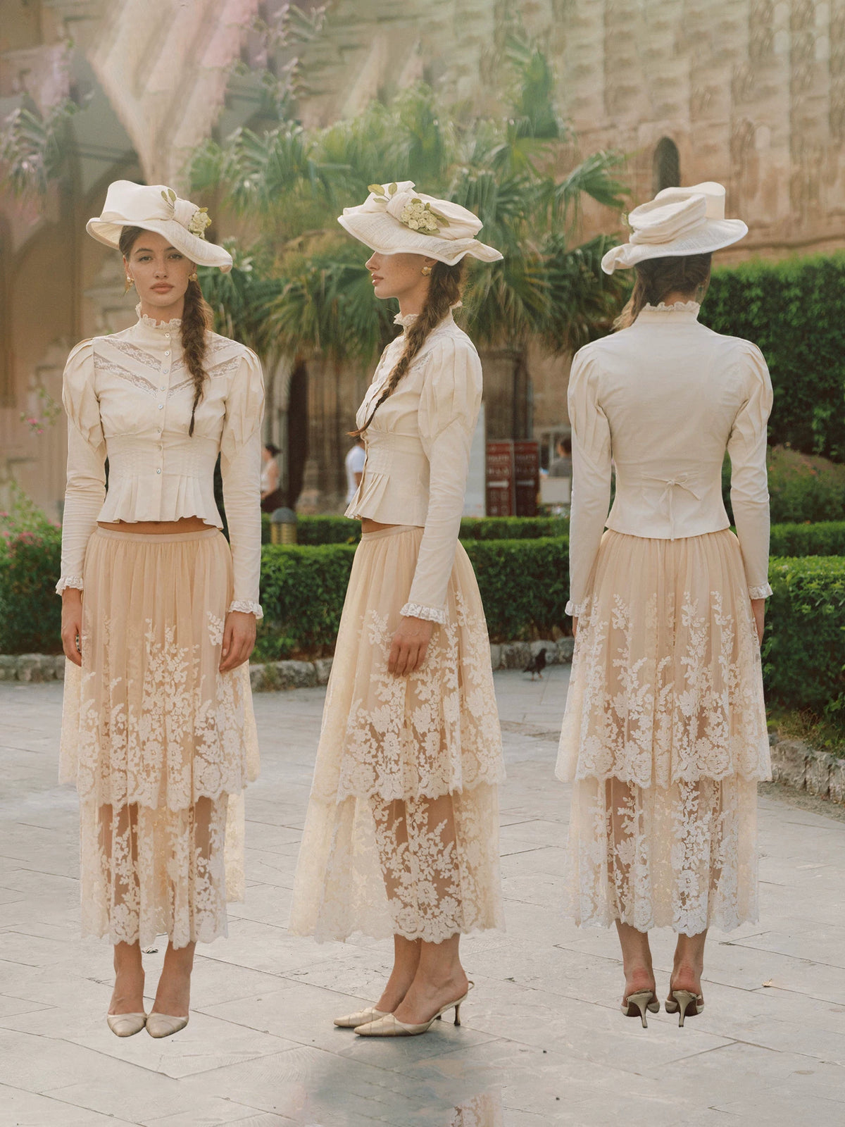 Lace Trim Victorian Midi Dress