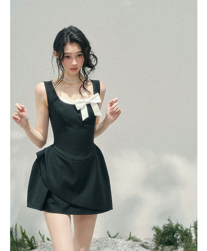 Sleek Bowknot Mini Dress