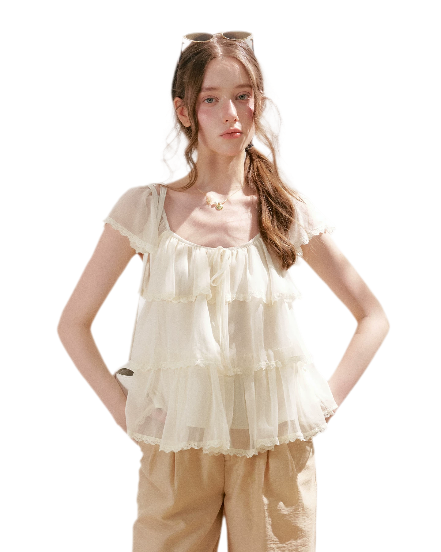 Tiered Ruffle Chiffon Blouse